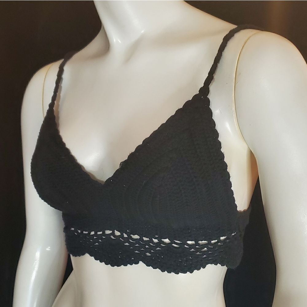 Honey Punch Black Crocheted Bralette (S)